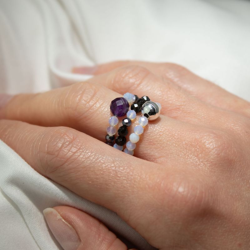 Nymph Spirit Ringset med Ädelstenar – Fullmåne
