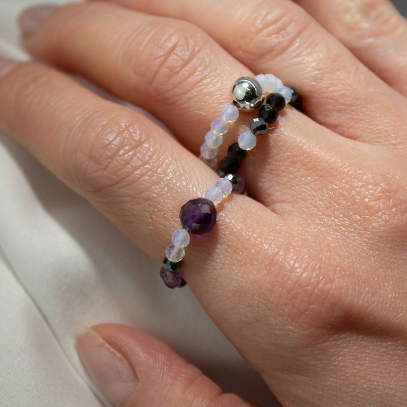 Nymph Spirit Ringset med Ädelstenar – Fullmåne