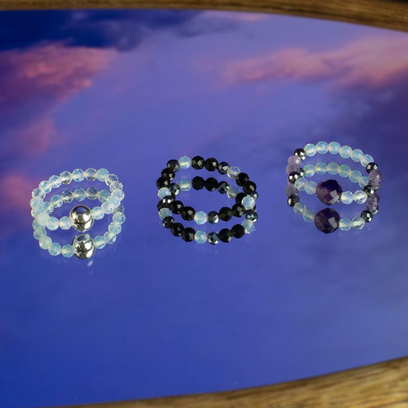 Nymph Spirit Ringset med Ädelstenar – Fullmåne