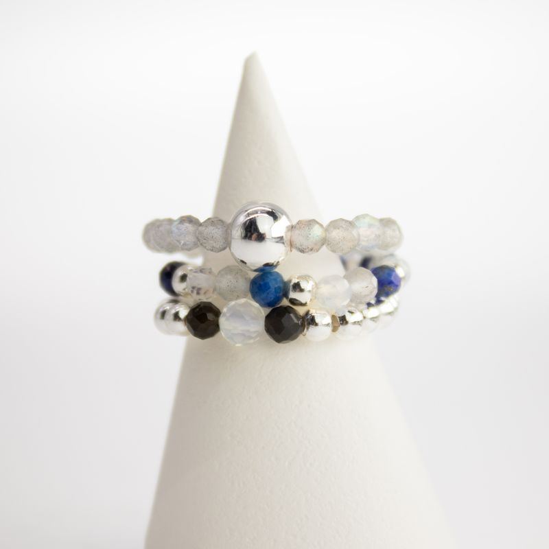 Nymph Spirit Ringset med Ädelstenar – Norrsken
