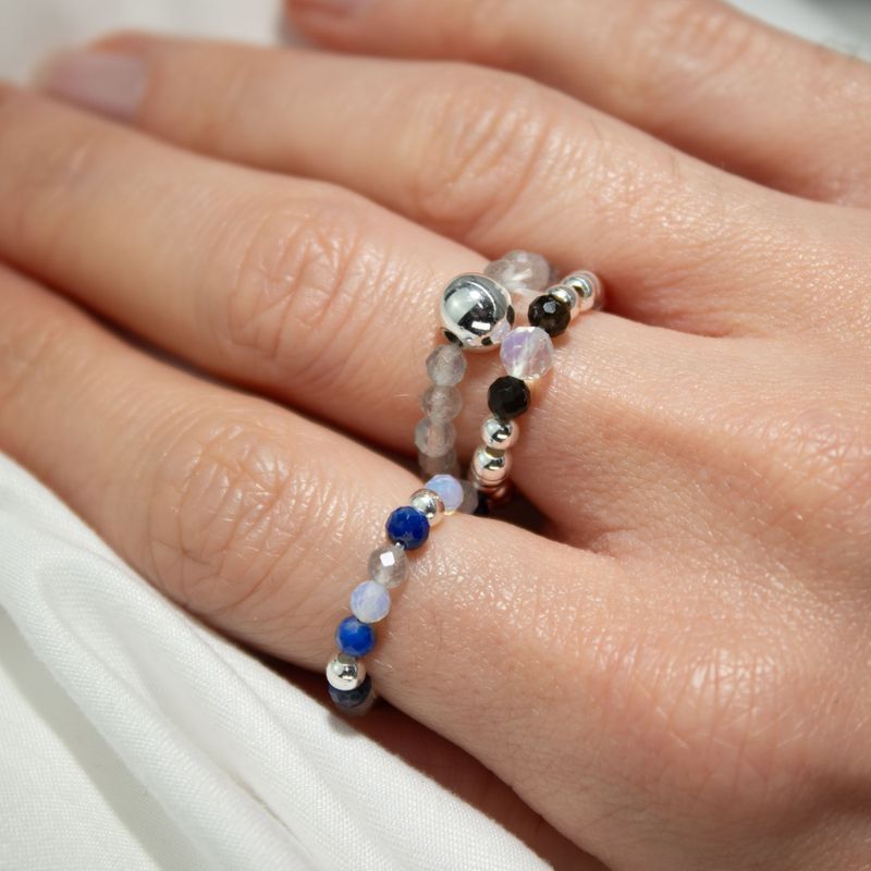 Nymph Spirit Ringset med Ädelstenar – Norrsken
