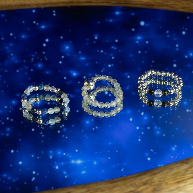 Nymph Spirit Ringset med Ädelstenar – Norrsken