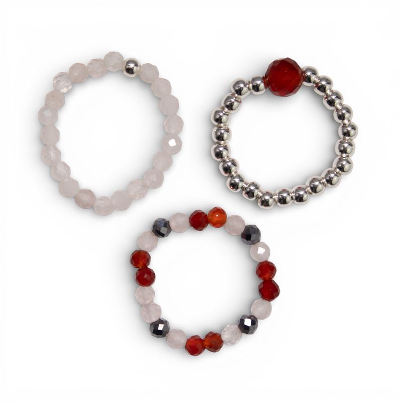 Nymph Spirit Ringset med Ädelstenar - Kärlek & Flamma