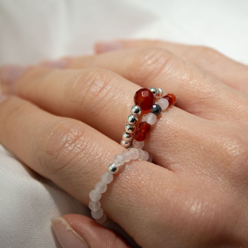 Nymph Spirit Ringset med Ädelstenar - Kärlek & Flamma