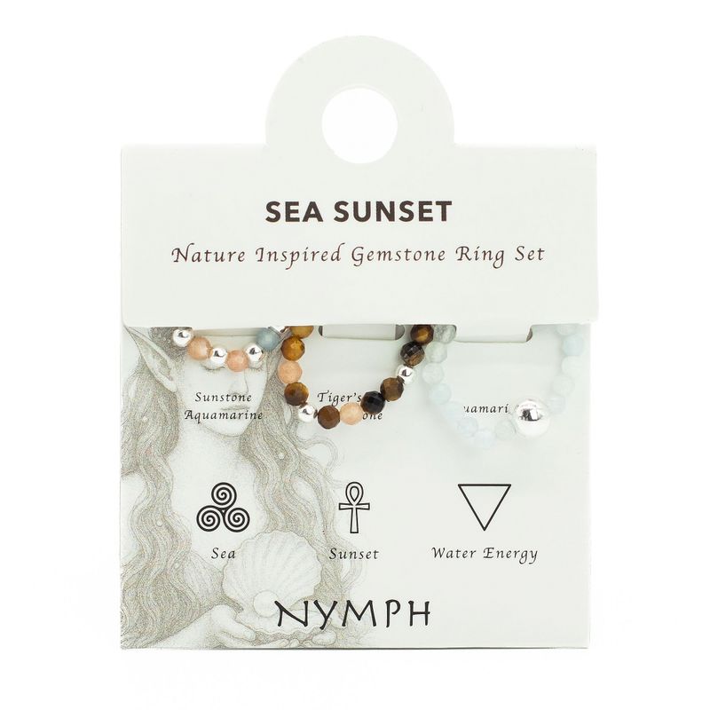 Nymph Spirit Ringset med Ädelstenar – Havssolnedgång