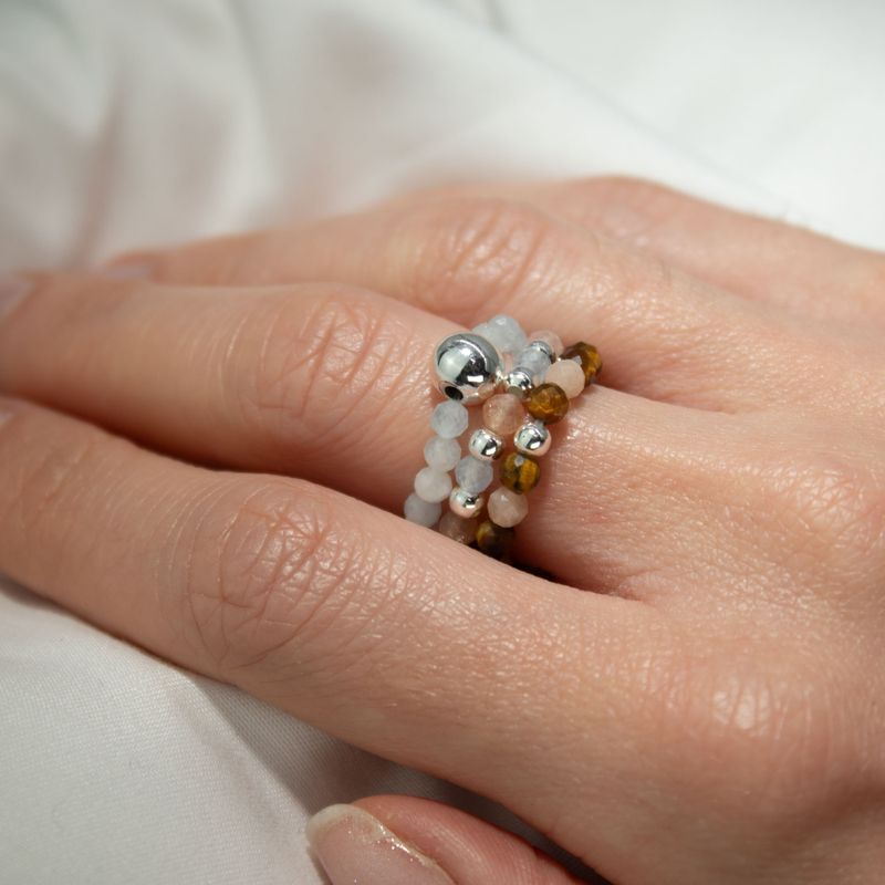 Nymph Spirit Ringset med Ädelstenar – Havssolnedgång