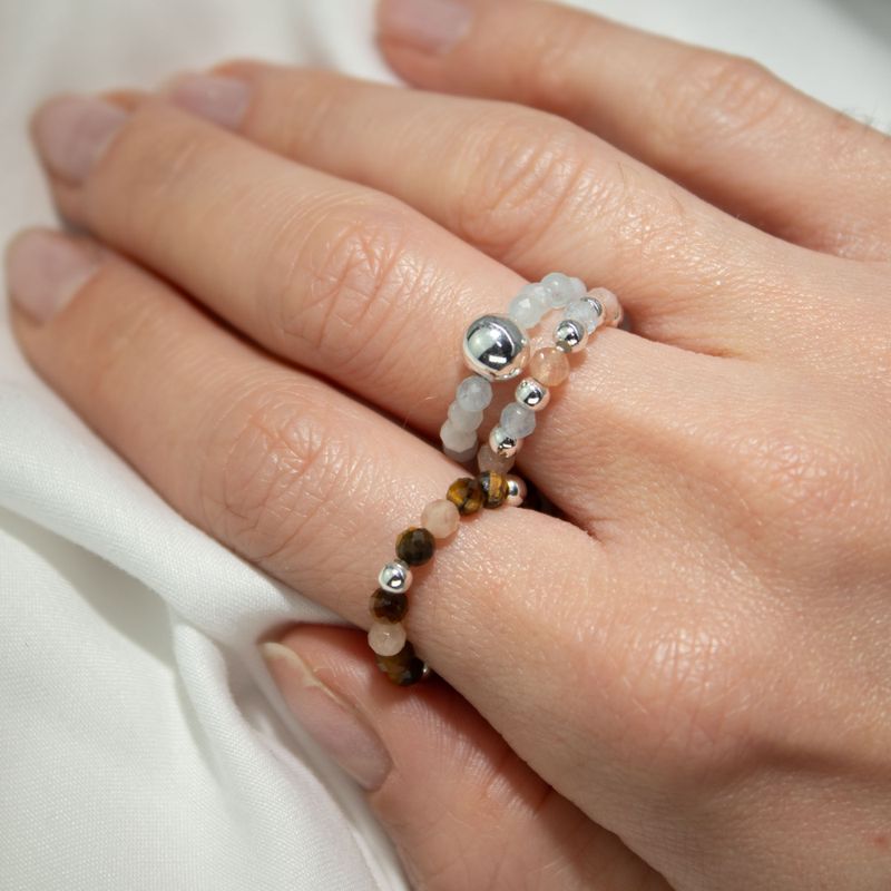 Nymph Spirit Ringset med Ädelstenar – Havssolnedgång