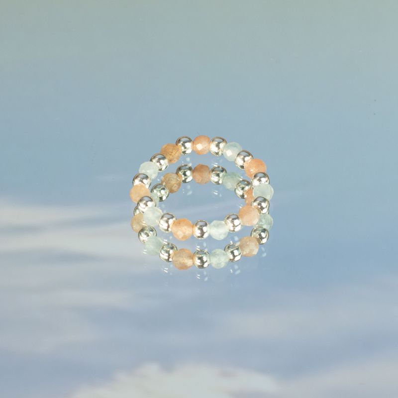 Nymph Spirit Ringset med Ädelstenar – Havssolnedgång
