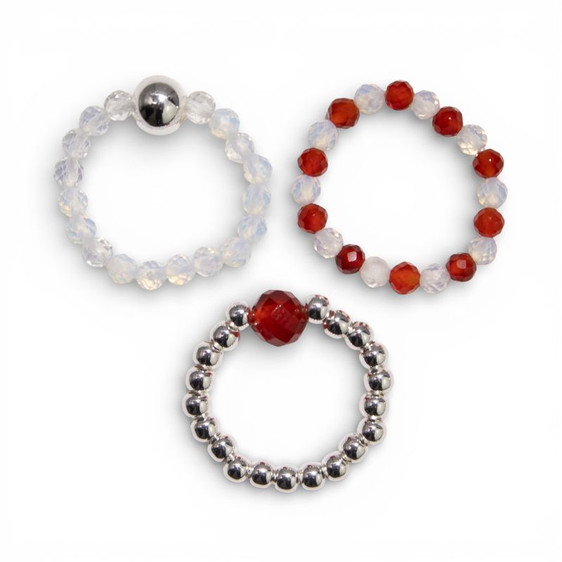 Nymph Spirit Ringset med Ädelstenar - Blodmåne