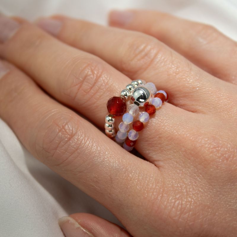 Nymph Spirit Ringset med Ädelstenar - Blodmåne