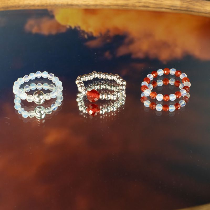 Nymph Spirit Ringset med Ädelstenar - Blodmåne