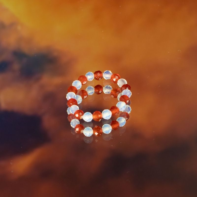 Nymph Spirit Ringset med Ädelstenar - Blodmåne