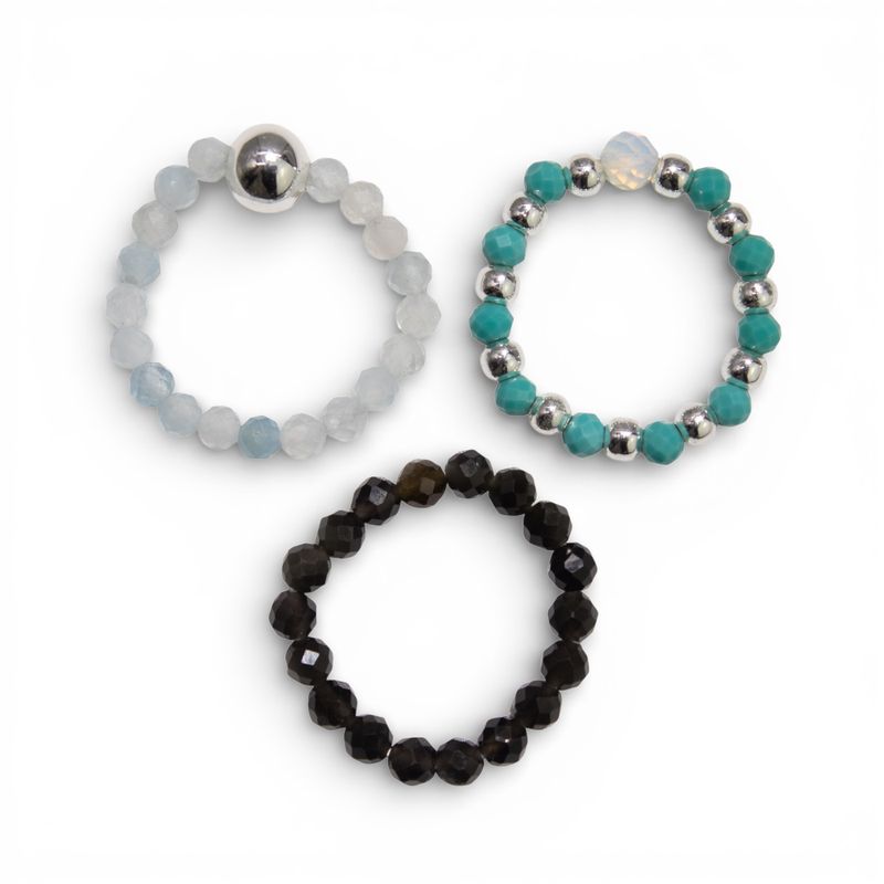 Nymph Spirit Ringset med Ädelstenar - Oändligt Hav