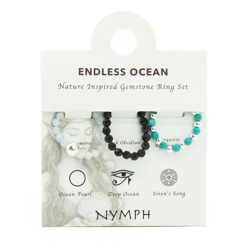 Nymph Spirit Ringset med Ädelstenar - Oändligt Hav