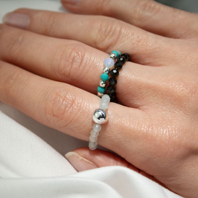 Nymph Spirit Ringset med Ädelstenar - Oändligt Hav