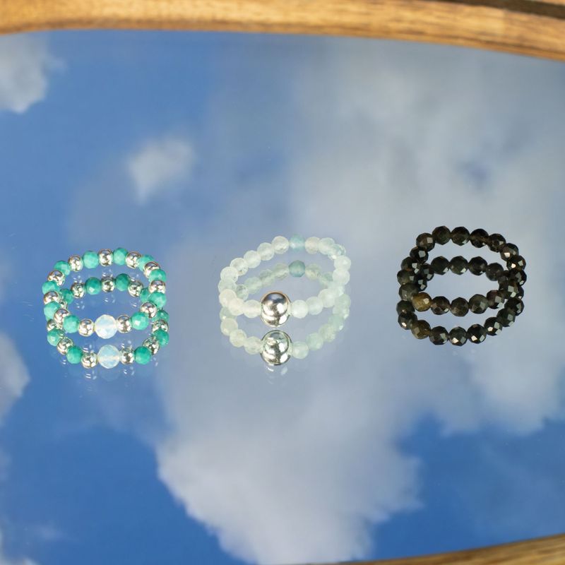 Nymph Spirit Ringset med Ädelstenar - Oändligt Hav