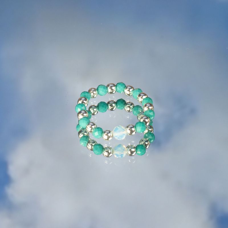 Nymph Spirit Ringset med Ädelstenar - Oändligt Hav