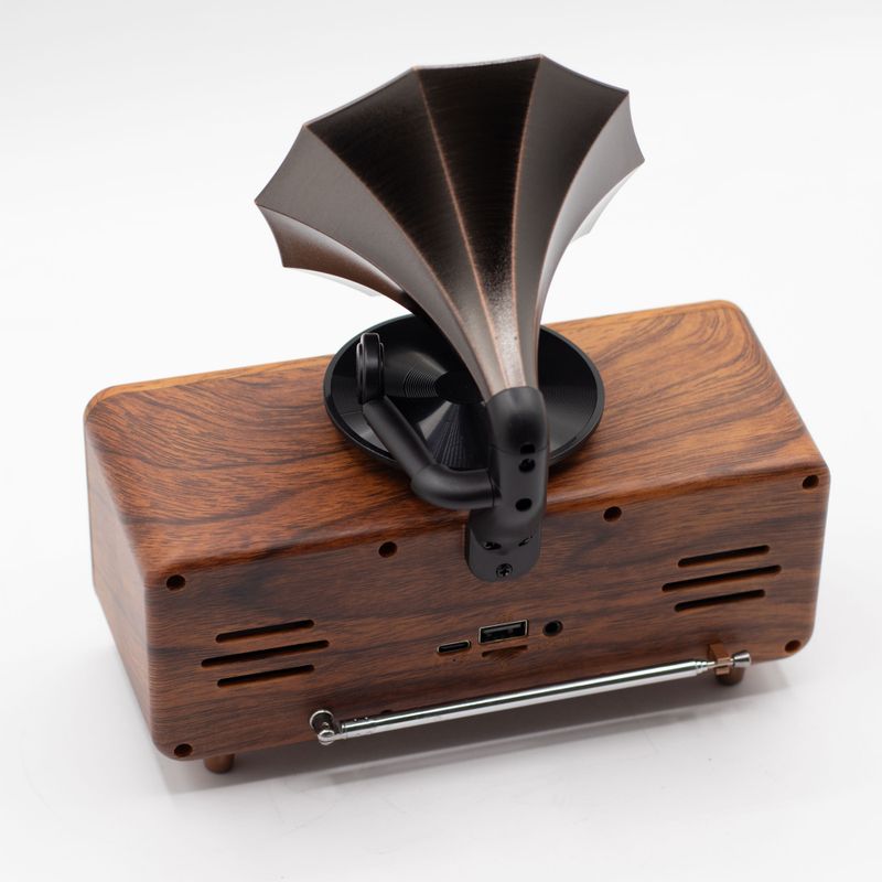Högtalare i Retrostil – Dubbel Mini-grammofon med Bluetooth