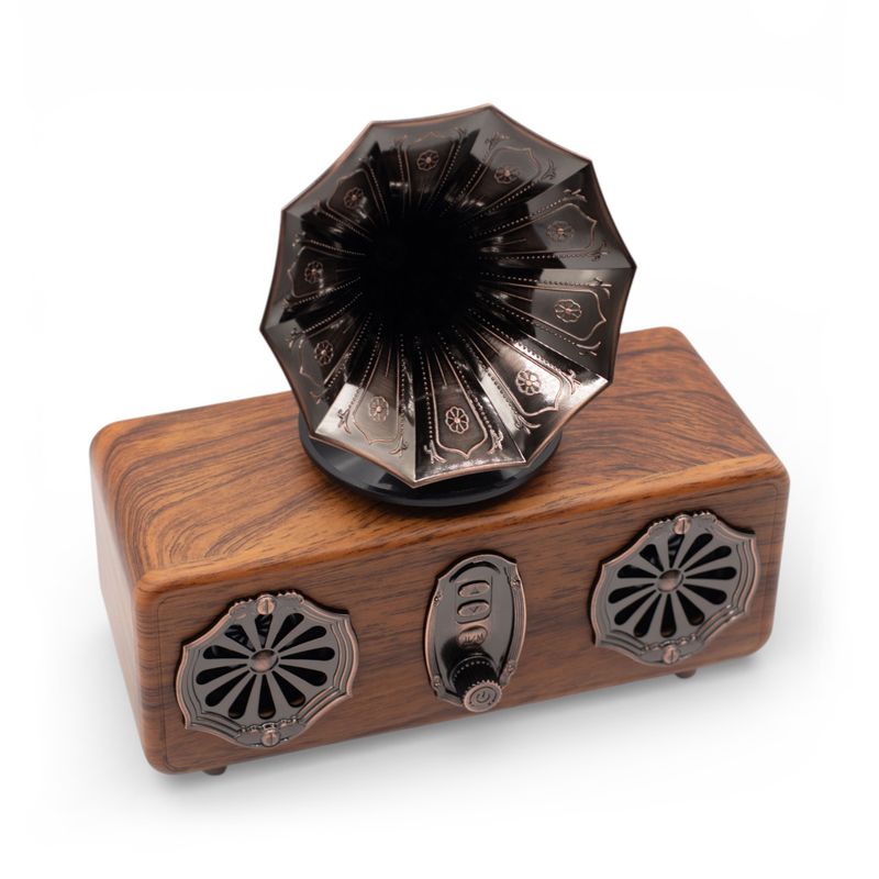 Högtalare i Retrostil – Dubbel Mini-grammofon med Bluetooth