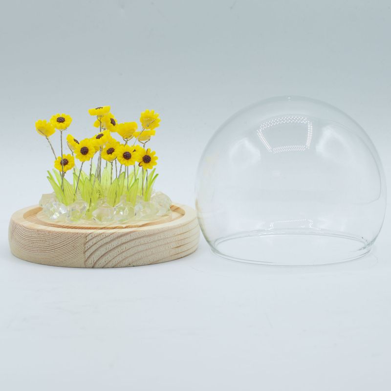 Lysande Glaskupa med Blommor - 20 Solrosor - LED USB