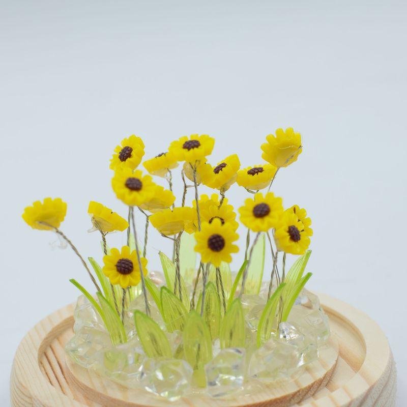 Lysande Glaskupa med Blommor - 20 Solrosor - LED USB