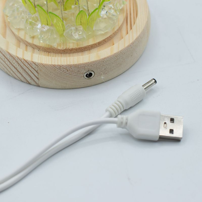 Lysande Glaskupa med Blommor - 20 Solrosor - LED USB