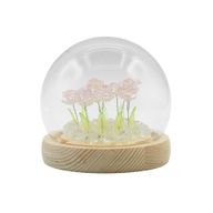 Lysande Glaskupa med Blommor - 10 Rosa Rosor - LED USB