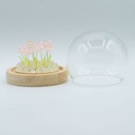 Lysande Glaskupa med Blommor - 10 Rosa Rosor - LED USB
