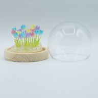 Lysande Glaskupa med Blommor - 20 Blandade Tulpaner - LED USB