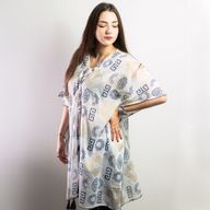 Nomad Sari Kaftan - Handmålad Grekisk Motiv i Guld & Blå