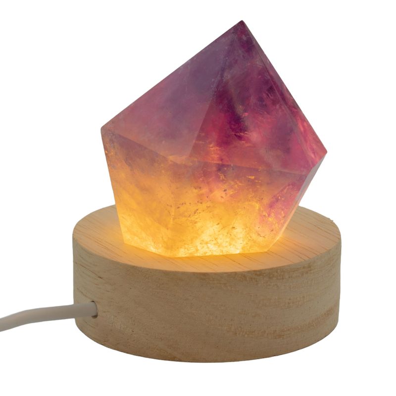 6 cm rund USB-LED-ställ i trä - Kall/Varm/Dagljus