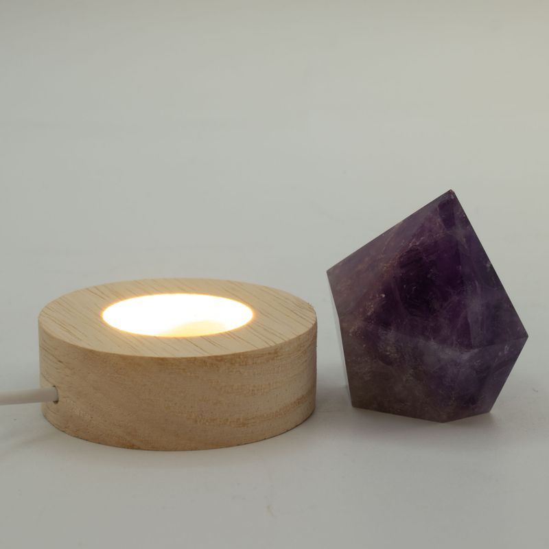 6 cm rund USB-LED-ställ i trä - Kall/Varm/Dagljus