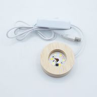 6 cm rund USB-LED-ställ i trä - Kall/Varm/Dagljus