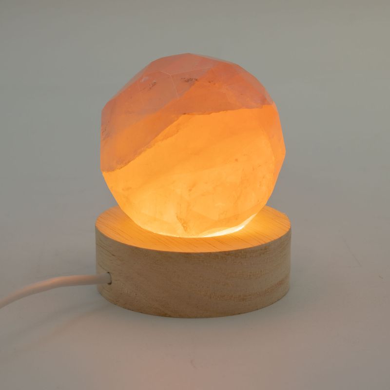 6 cm rund USB-LED-ställ i trä - Kall/Varm/Dagljus