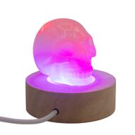 6 cm rund trä USB LED-ställ – flerfärg