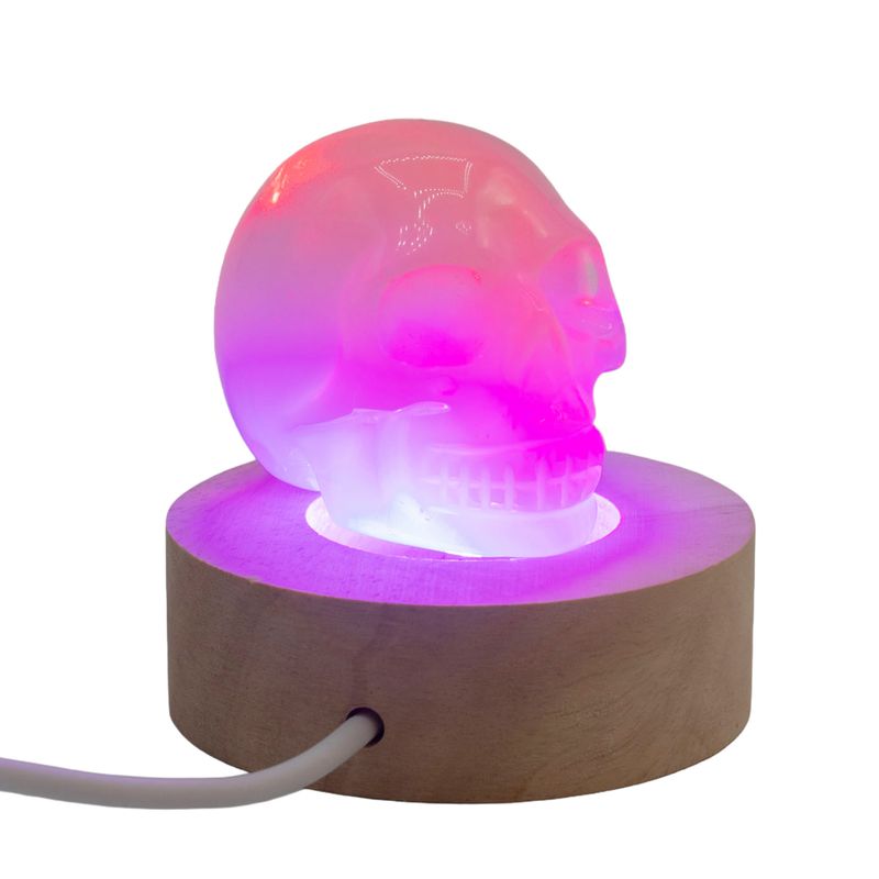 6 cm rund trä USB LED-ställ – flerfärg
