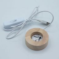 6 cm rund trä USB LED-ställ – flerfärg