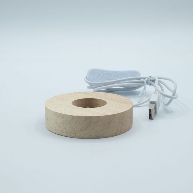 8 cm rund trä USB-LED-stativ - Flerfärgat