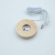 8 cm rund trä USB-LED-stativ - Flerfärgat