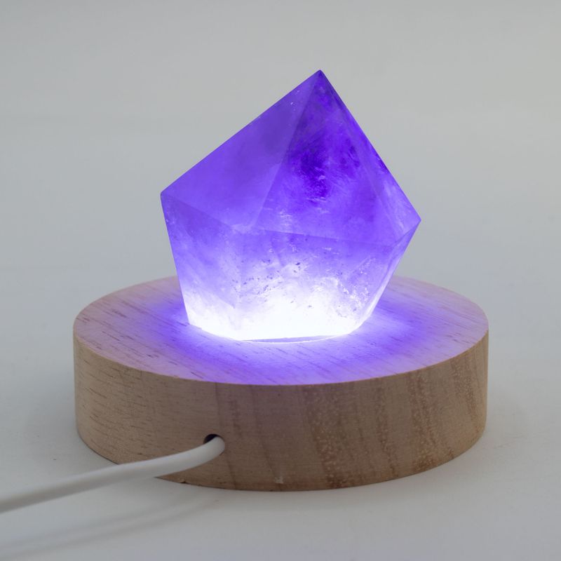 8 cm rund trä USB-LED-stativ - Flerfärgat
