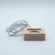 6 cm kvadratiskt trä USB-LED-stativ - Kallvitt/Varmvitt/Dagljus