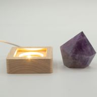 6 cm kvadratiskt trä USB-LED-stativ - Kallvitt/Varmvitt/Dagljus