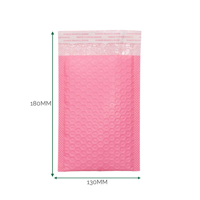 Rosa poly bubbelkuvert (130x180+40mm)