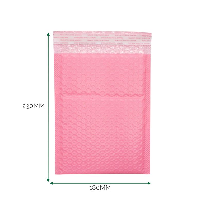 Rosa poly bubbelkuvert (180x230+40mm)