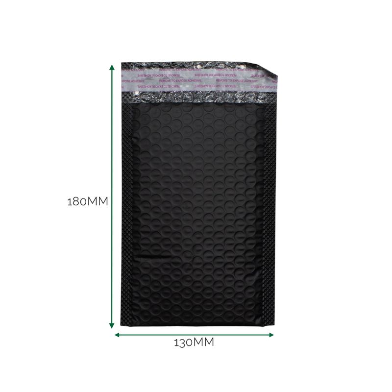 Svart poly bubbelkuvert (130x180+40mm)