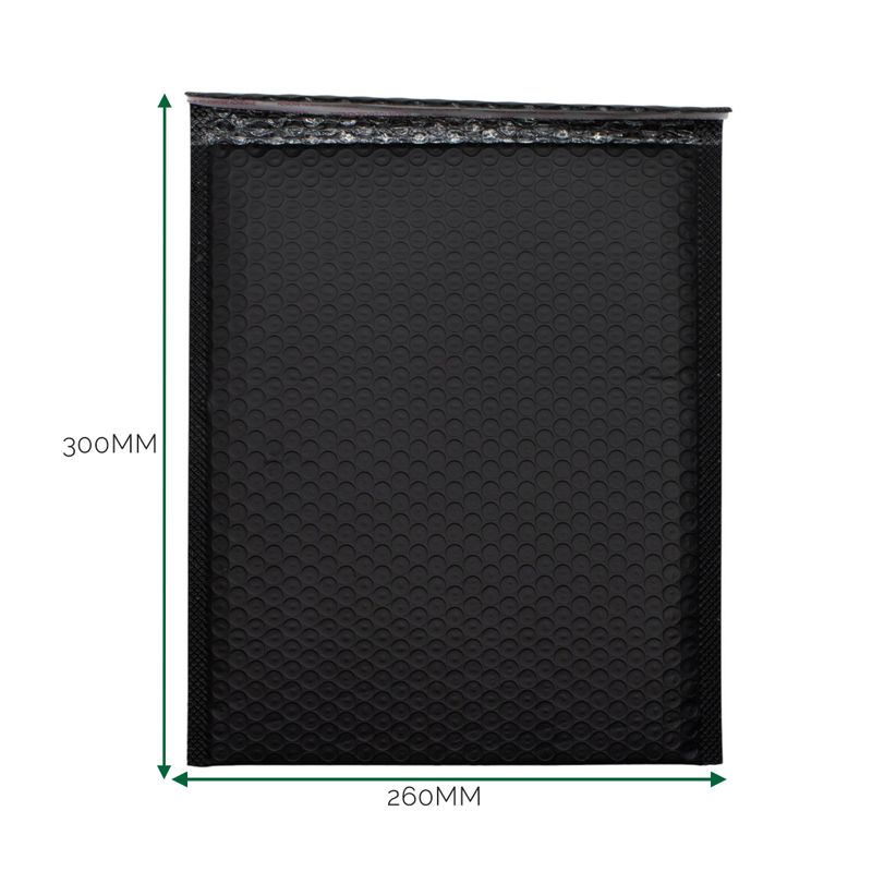 Svart polybubbelkuvert (260x300+40mm)