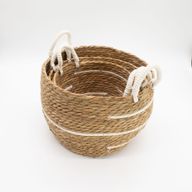 Korgar i Bomull & Sjögräs - Naturliga Ränder - 3-pack (32.5cm 29.5cm 24cm)