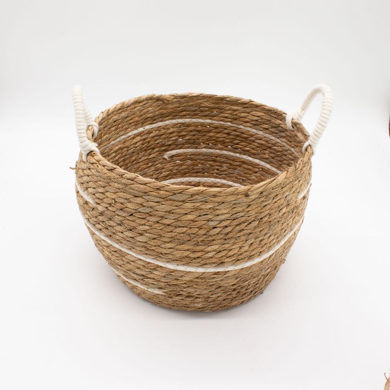 Korgar i Bomull & Sjögräs - Naturliga Ränder - 3-pack (32.5cm 29.5cm 24cm)