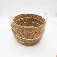 Korgar i Bomull & Sjögräs - Naturliga Ränder - 3-pack (32.5cm 29.5cm 24cm)