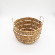 Korgar i Bomull & Sjögräs - Naturliga Ränder - 3-pack (32.5cm 29.5cm 24cm)